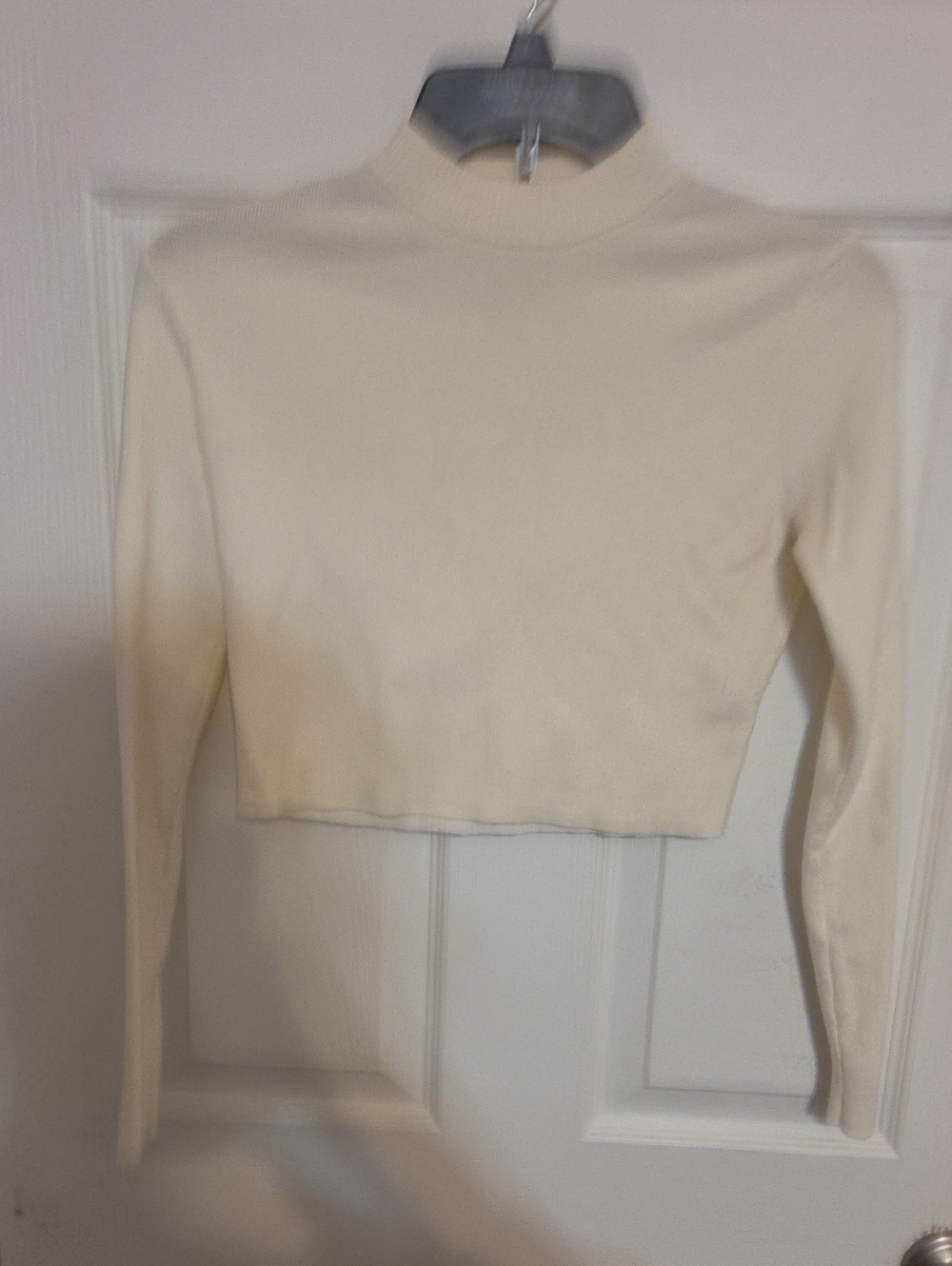 Altar'd State Cream Mock-Neck Long Sleeve Crop Top